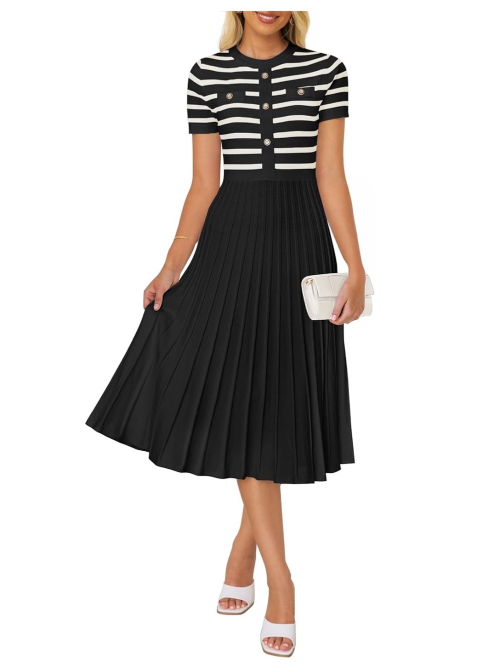 Zesica Striped Midi Dress